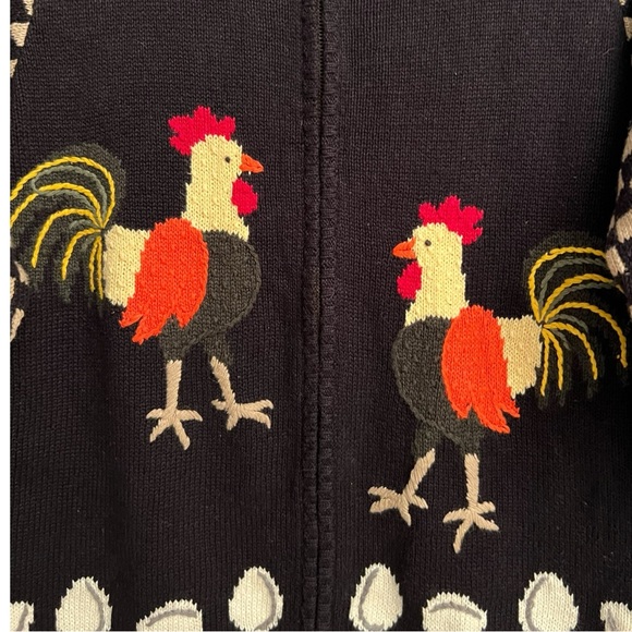 Vintage Quacker Factory Farmhouse Barn Animals Zippered Cardigan Sweater Medium - Picture 3 of 7